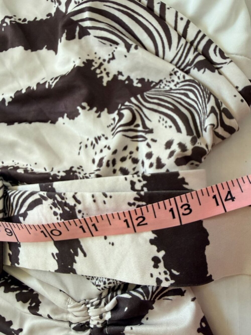 ChicMe Animal Print Ruched Maxi Dress L Brown White Zebra Cheetah Bodycon Resort - Picture 9 of 13